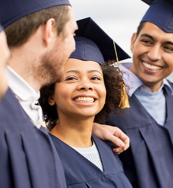 Patient in Los Angeles at graduation after teeth whitening