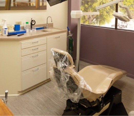 Black and beige dental chair