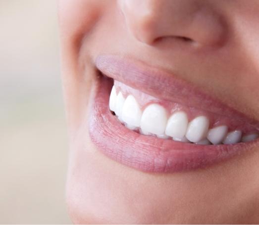 Close up of smile with straight white teeth