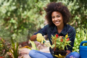 Woman with a brilliant white smile thanks to teeth whitening los angeles loves