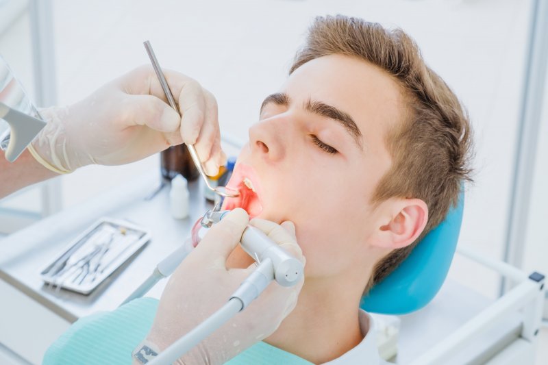 Boy getting root canal therapy in Los Angeles