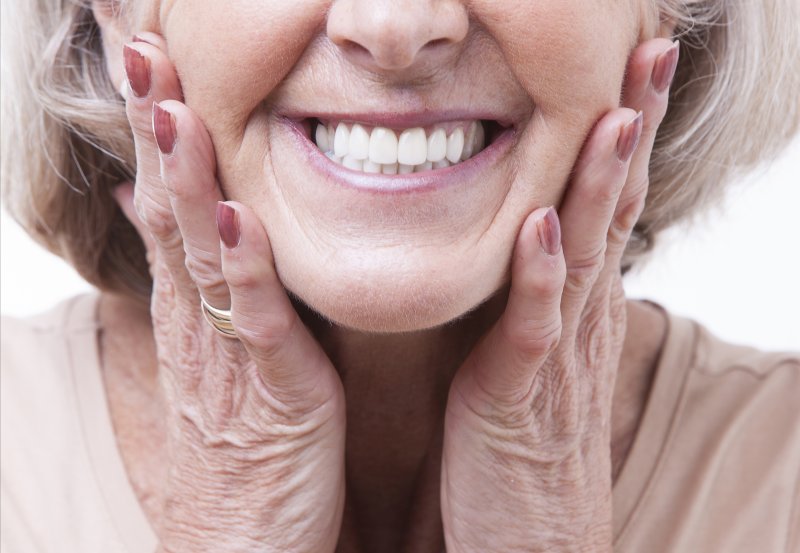 Woman with dentures in Los Angeles