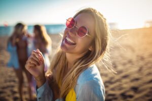 Woman with an attractive smile enjoying the summer
